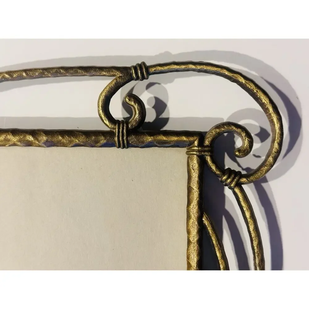 Vtg Art Nouveau Victorian Ornate Brass Scroll Whiplash Curves Frame 5”x7” Photo